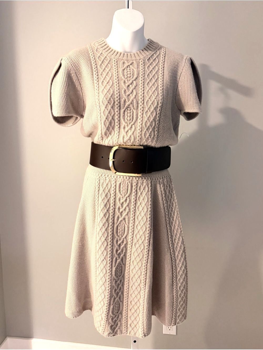 3.1 PHILLIP LIM Gorgeous Cable Knit Tulip Sleeve Sweater Dress Sz L NWT $700!!